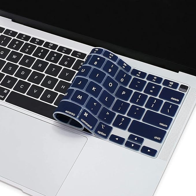 MOSISO Keyboard Cover Compatible with MacBook Air 13 inch 2022 2021 2020 Release A2337 M1 A2179 Retina Display with Touch ID Backlit Magic Keyboard, Waterproof Protective Silicone Skin, Navy Blue