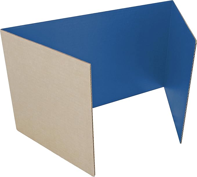 Flipside Products 12 Pack Blue Study Carrel, 12”x48” Privacy Boards, Student Privacy and Focus Booth for The Classroom, Desk Divider Cubby for Tests, Made in USA
