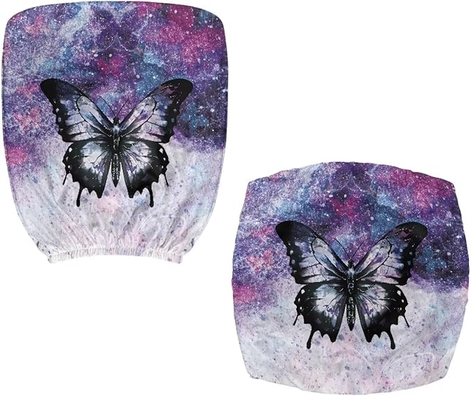 Butterfly Office Chair Covers 2 Piece Stretchable Computer Chair Seat Cover Decorative Universal Slipcover for Rotating Chair,Gaming Chair Protector Cover Galaxy Desk Accessories Purple