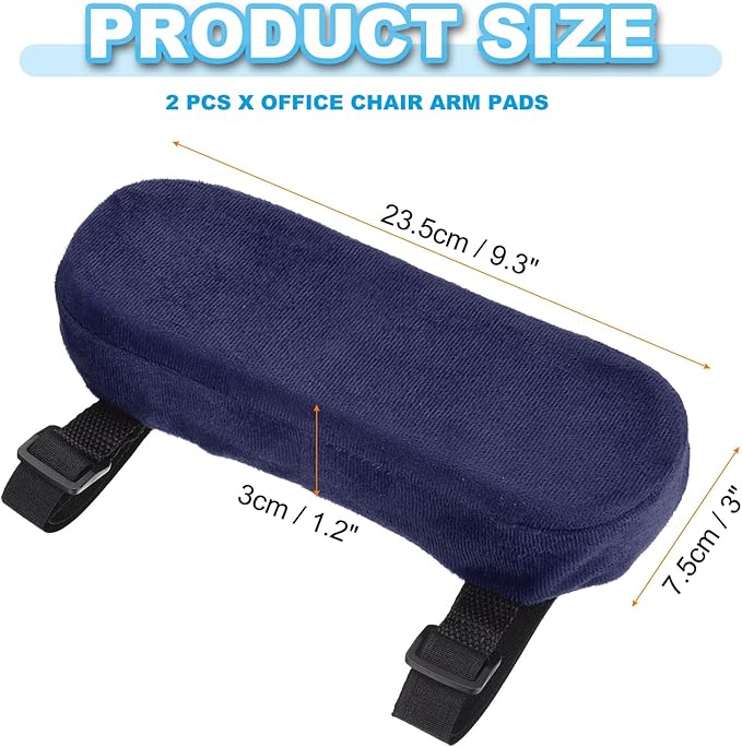 PATIKIL Office Chair Arm Pads, 2 pcs Office Chair Arm Cover Soft Office Chair Armrest Pads Memory Foam Cotton Removable Washable for Desk Computer Gaming, Navy Blue