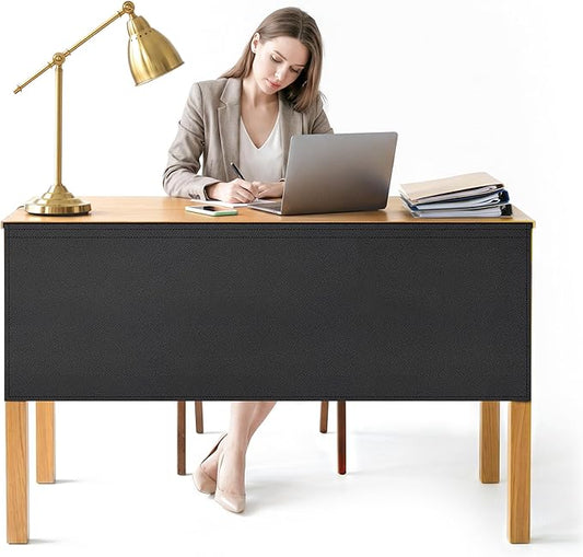 48" Under Desk Privacy Panel Self-Adhesive Modesty Panel 600D Heavy Duty Desk Skirt Privacy Divider for Office Home or Standing Workstation Concealer Shield