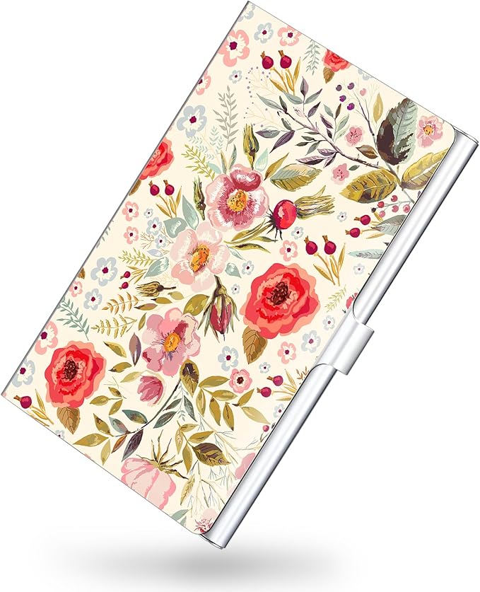 Business Card Holder，Color Printing Men's and Women's Business Card Case，Ultra-thin Metal Business Card Organizer，Carry-on Pocket Wallet Business Card Holder