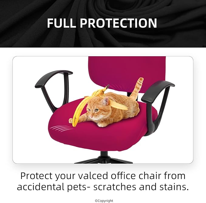 DIVA EN CAMINO DEC Stretchable Desk Office Chair Seat Covers - Universal Stretch Computer Chair Slipcover - Washable Rotating Backrest Coverings & Cushion Protectors for Dogs, Cats, Pets, Hot Pink
