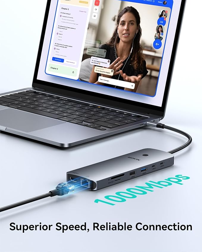 Laptop Docking Station 3 Monitors, USB C Hub with 2 HDMI 2DP, RJ45 Ethernet, 5 Gbps USB C/A, 100W PD SD/microSD for Dell/HP/Lenovo - MOKiN