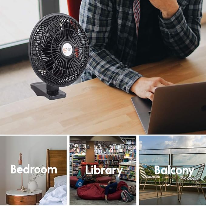 TN TONNY Convertible 6-Inch Desk & Clip on Fan Two Quiet Speeds, Household Table Clip on Fans AC Personal Desktop Fans with 6 Feet Cord, Ideal for The Home, Office, Dorm, Black