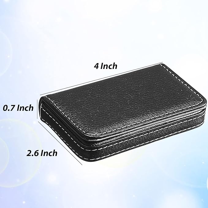 Outus 2 Pcs Business Card Holder, PU Leather Business Card Case Pocket Wallet with Magnetic Shut for Valentines Gift Adult(Blue and Black)