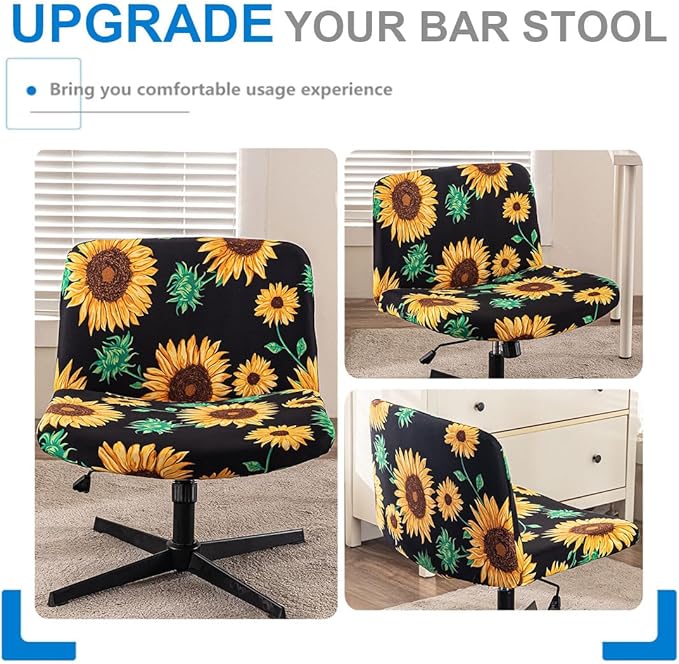 Levoberg Armless Criss Cross Office Desk Chair Cover Slipcovers Printed Vanity Desk Chair Covers Armless Cross Legged Wide Chair Covers Accent Mid Back Wide Swivel Task Chair Protector #6