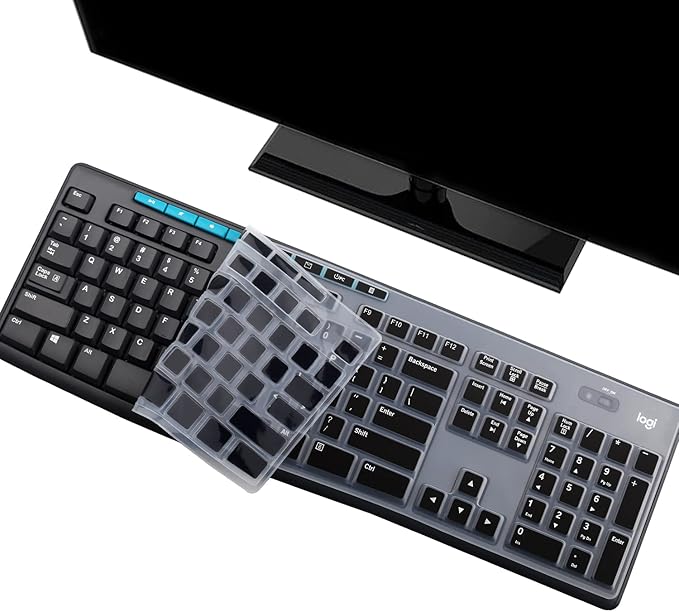 Keyboard Cover Skin Protector Fit Logitech MK275 MK270 Keyboard, Logitech K200 K260 K270 MK200 MK260 Ultra Thin Desktop PC Silicone Keyboard Cover-Black