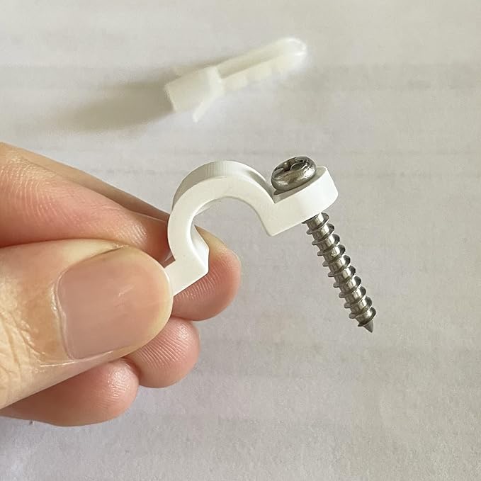 Wire Shelf Loop Clips 12Pcs Small Shelf Clips with Screws Expansion Tubes for Wire Shelving – White