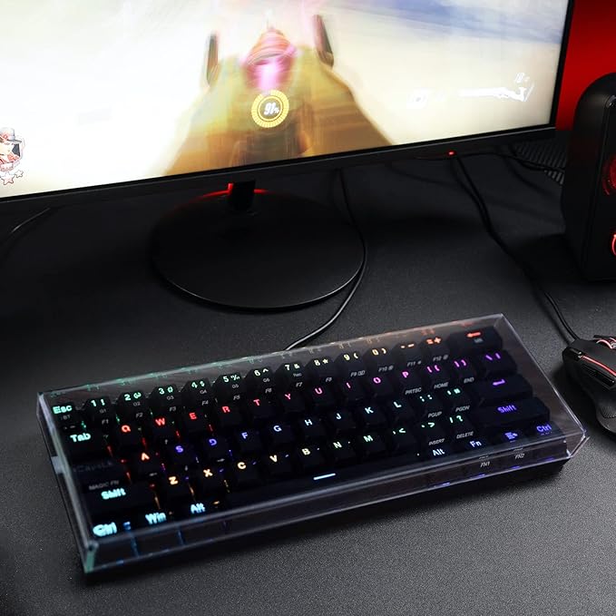 GEEKRIA Premium Acrylic Keyboard Cover for 60% Compact 61 Key Keyboard, Compatible with Razer Huntsman Mini, RK Royal KLUDGE RK61 (Transparent)