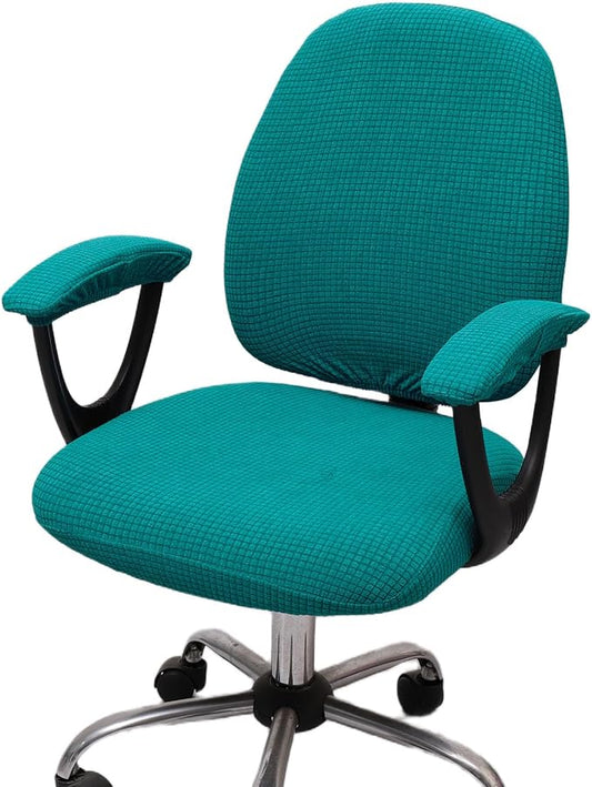 Melaluxe Office Chair Cover with Armrest Covers， Universal Stretch Desk Chair Cover, Computer Chair Slipcovers - Teal Blue