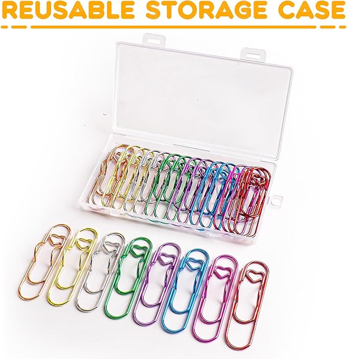 16 Pack QMPRKPE Paperclip Pen Holder for Notebook, Professional Heart Paper Clips Organizer, Multi-Purpose Metal Paper Clip Pen Holder, Vibrant Colors &Easy to Use for Students, Office & School