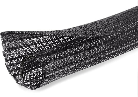 25ft - 1 inch Cable Protector Sleeve Split Wire Loom Tubing for Power, Audio, USB, Cord Management for TV, Computer, Protection from Pets Chewing, Black