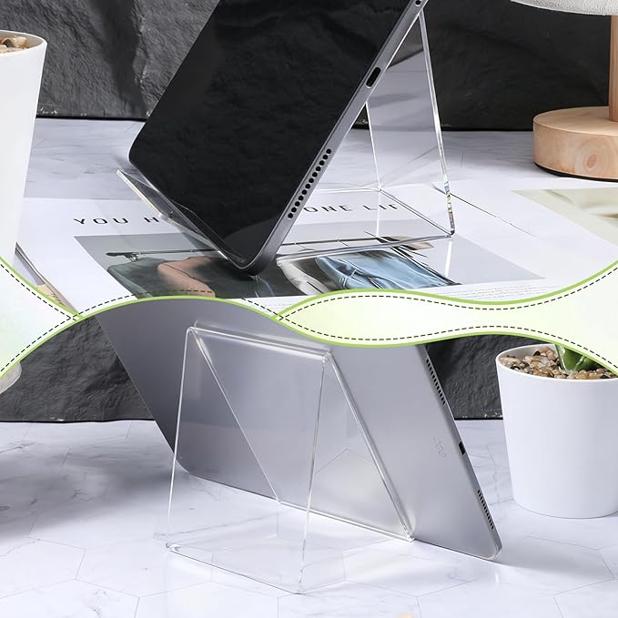 12 Pack Acrylic Book Display Holder, 4x5 Inch Clear Acrylic Book Stand, Books Display Easel for Displaying Books, Tablet Holder, Pictures, Notebooks, Music Sheets, Artworks, CDs