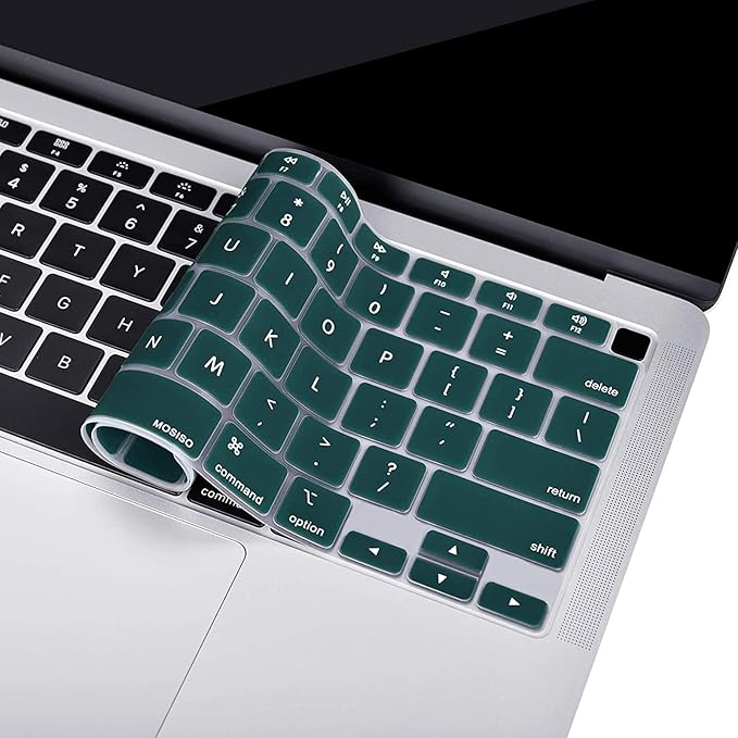 MOSISO Keyboard Cover Compatible with MacBook Air 13 inch 2022 2021 2020 Release A2337 M1 A2179 Retina Display with Touch ID Backlit Magic Keyboard, Waterproof Protective Silicone Skin, Deep Teal