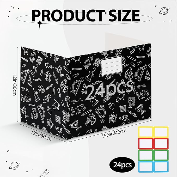 Sabary 24 Pack Privacy Folders for Students Desk Dividers Testing Dividers Standard School Privacy Coated Cardboard for Classroom Teacher Supplies Keep Eyes from Roving(Study,Black)