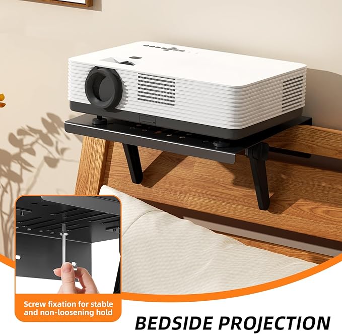 CABTE Metal Projector Mount Adjustable Angle, Suitable for Projectors and Speakers Perforated Design for Heat Dissipation Foldable for Storage,Hidden Wall-Mounted (11.81 * 9.45inch)
