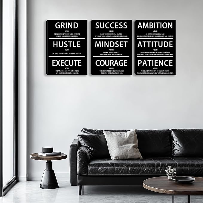 Motivational Wall Decor Paintings Inspirational Office Wall Decor Posters Prints 3 Pieces Bedroom Decor Living Room Office Canvas Picture Wall Painting Home Decoration Framed Artwork (36''W x 16''H)