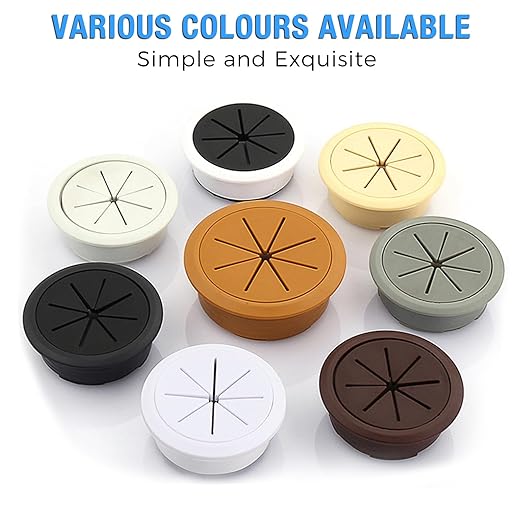 Desk Grommet 2-1/16" (53 mm), Desk Hole Cover for Cables Grey, Cable Grommet ABS Plastic, Desk Hole Grommet for Office and Home Table Cable, Detachable & Flexible Cable Cord Organizer-2 Pcs