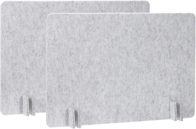 PATIKIL Desk Divider, 2 Set 24 x 16 Inch Acoustic Freestanding Desk Divider Desk Privacy Panel with 8 Pcs Support Feet for Library Office Workstation, Light Grey