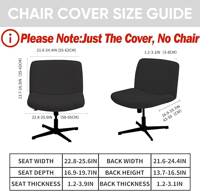 Lavish Cover Water Resistant Criss Cross Chair Cover, Jacquard Fabric Elastic Office Chair Cover,Wide Comfy Desk Chair Cover,Armless Chair Cover Protects Chair Stains and Wear(Jacquard:Black,No Chair)