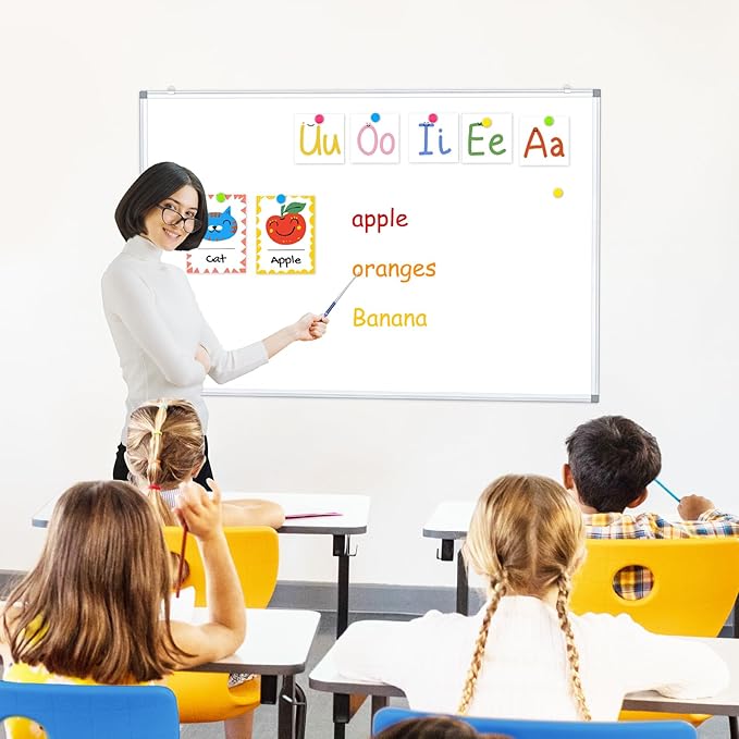 DOLLAR BOSS Dry Erase Whiteboard, 30 x 20 Inch Double-Sided Magnetic White Board for Wall Silver Aluminum Frame for Office School Home with 8 Magnets 4 Markers 1 Eraser 1 Detachable Pen Tray
