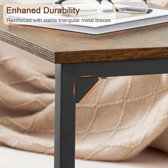 AMHANCIBLE C Shaped End Tables Set of 2, Couch Side Tables that Slide Under, TV Trays for Living Room, Bedroom, Small Space, Sofa, Rustic Brown, HET02BBR