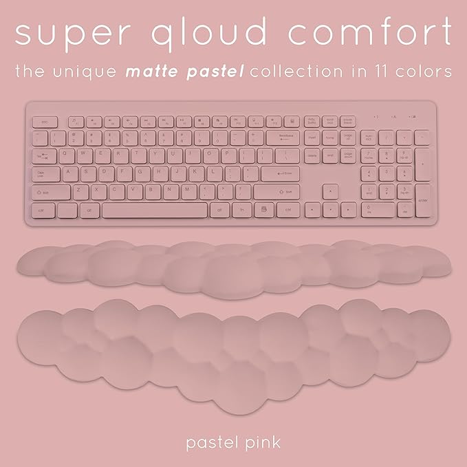 Pink Cloud Keyboard Wrist Rest – Create-ables Qloud Pink Wrist Rest for Computer Keyboard and Mouse, Ergonomic Memory Foam Wrist Pad with Non-Slip Base, Includes Cloud Mouse Pad