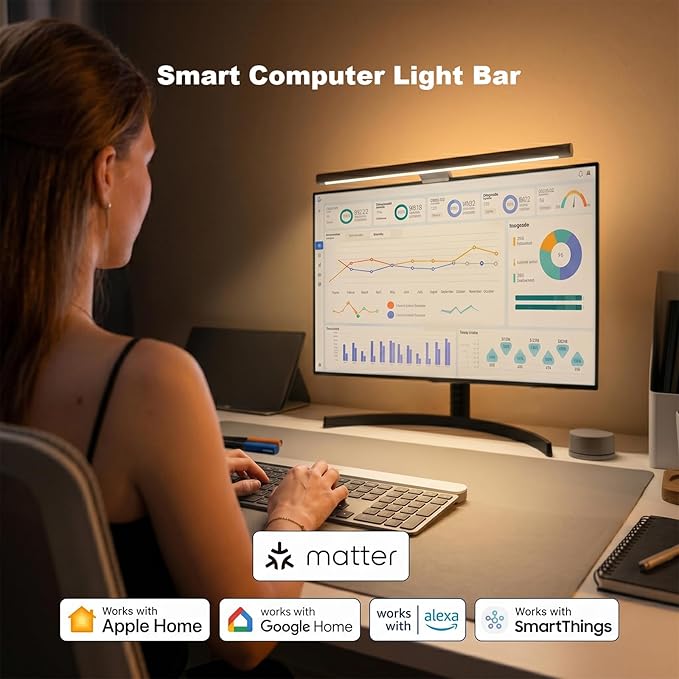 YEELIGHT Monitor Light Bar RGB, Computer Monitor Lamp, No Glare Eye-Care LED Screen Bar, Touch Control USB Reading Desk Lamp for Home Office Work, Stepless Dimming Adjustable Color Temperature