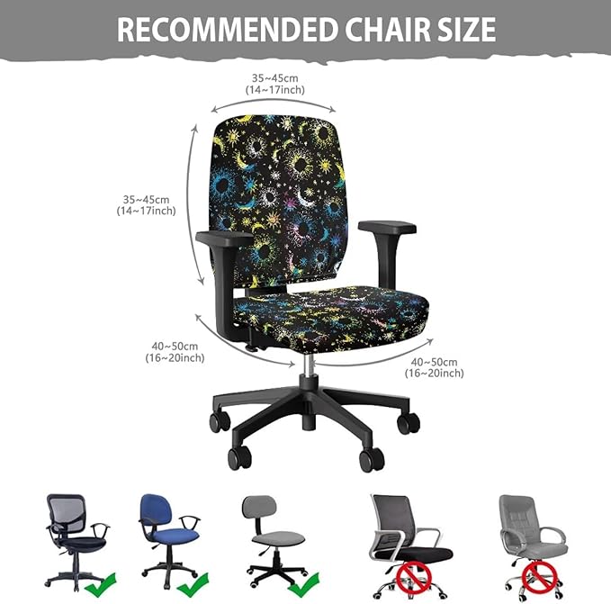 GLENLCWE Undersea Turtle Office Chair Cover Seat Covers Stretchable Universal Computer Chair Covers Rotating Chair Slipcover for Family Friends