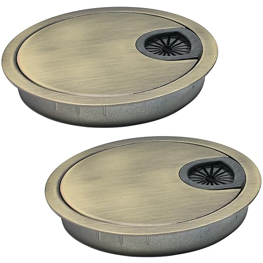 EASYEAH 2 Pcs Desk Grommet 2-3/8" / 60 mm, Desk Cord Hole Cover, Cable Grommet Metal Zinc Alloy Materilal, Desk Hole Grommet for Home & Office Pc, Detachable Cable Cord Organizer-Bronze
