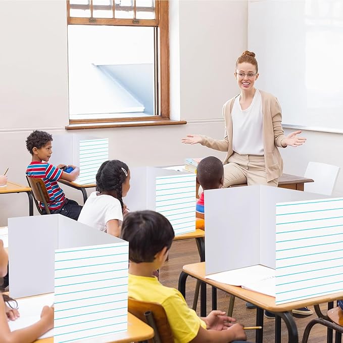 24pcs Paper Student Privacy Boards,Desk Divider Learning Shield Suitable for Student Test Classroom, Light Eco-Friendly Testing Privacy Partition Folders for Teachers School Kingdergarden