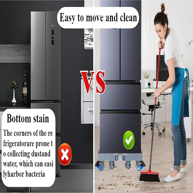 BeNisin Mobile Base With 4 Locking Wheels And 8 Strong Feet 16”-26”, Heavy Duty Furniture Dolly for Washer, Mini Refrigerator and Dryer, Adjustable Mini Fridge Stand Washing Machine Stand Pedestal