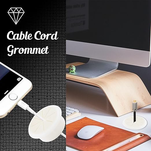 2pcs 2 Inch Cable Grommet, Flexible Desk Grommet, Cable Cord Hole Plug Wire Hole Cover for Desk, Table, Wire Pass Through (White)
