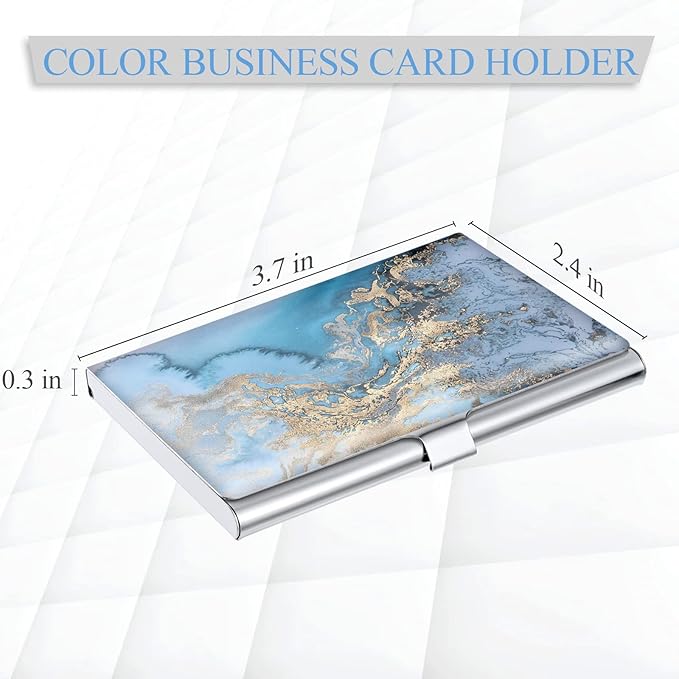2 Pack Business Card Holder，Color Printing Men's and Women's Business Card Case，Ultra-Thin Metal Business Card Organizer，Carry-on Pocket Wallet Business Card Holder
