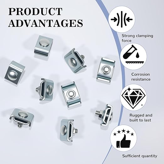 64-Pack Grid Panel Connector Kit, for 4mm-6mm (5/32"-1/4") Wire Shelving & Mesh Cable Trays, Includes Splice Clamps & Reinforced Washers
