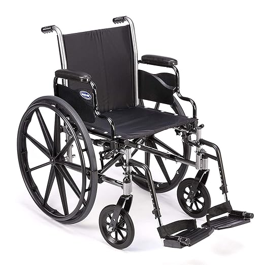 Invacare Wheelchair Legrest with Heel Loops & Swing-Away Design, Adjustable Footrest Length and Flip-Up Aluminum Footplate, Easy-to-Install, Compatible with Most US Wheelchairs & Transport Chairs