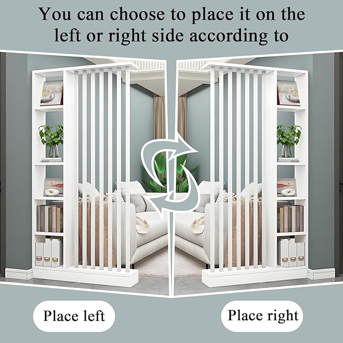Room Divider with Shelves, Entrance Hall Partition Screen Column Floor to Ceiling - Freestanding Room Divider with Storage Shelf, Freestanding Decor for Bedroom (A White + White, 39.4in / 100cm)