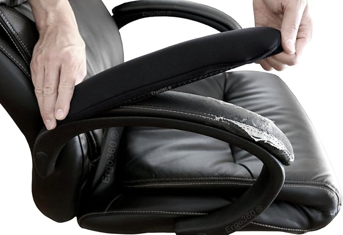 Soft Neoprene Chair Arm Pad Covers Stretch Over Armrests 13" to 17". Restore, Protect and Cushion. Complete Set of 2. Made in The USA.