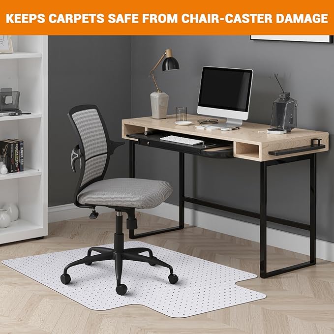 Office Chair Mat for Hard Floor, 36'' x 48'' Computer Desk Chair Mat for Floors, Easy Rolling for Office on Carpets Anti-Slip Carpet Protector for Rolling Work and Gaming Chairs