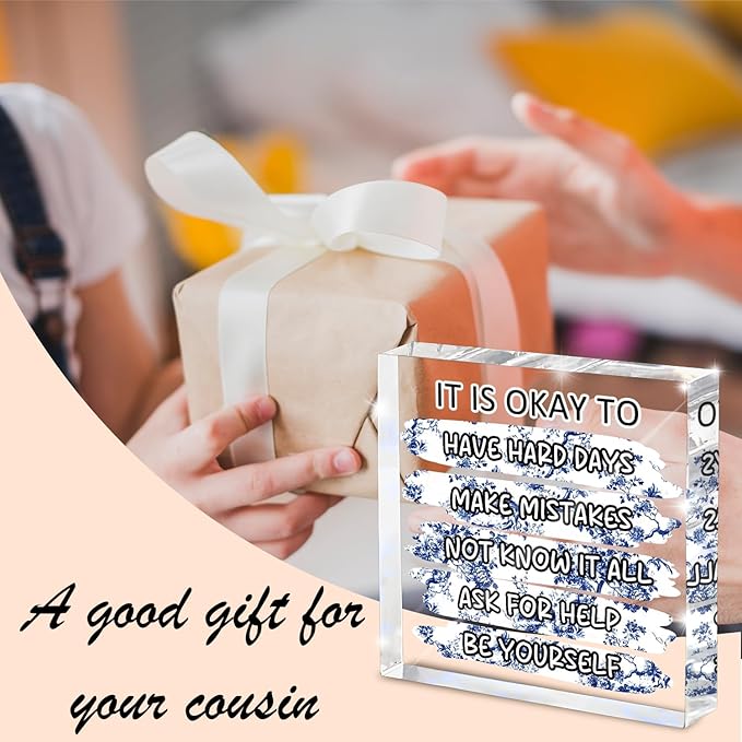 "It's Okay..." Mental Health Decor, Blue and White Porcelain Color Office Acrylic Gift Therapy Inspirational Decorations for School Counseling Office Therapy Desktop Art Decoration School Counselor