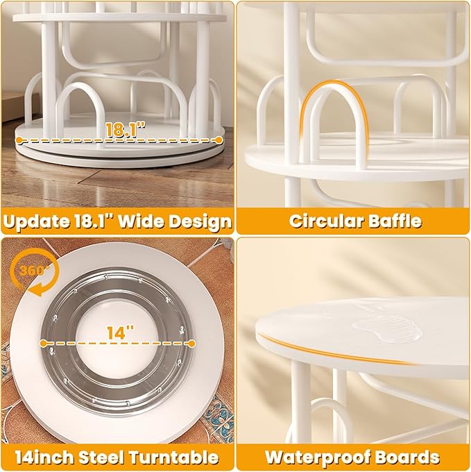 Aheaplus 6 Tier Rotating Bookshelf Tower, Revolving Bookcase, 360° Round Spinning Book Shelf, Narrow Swivel Bookshelves Vertical Rolling Turning Corner Bookshelf Organizer for Small Space, White