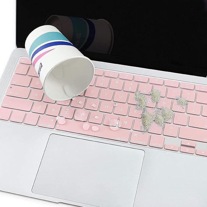 MOSISO Keyboard Cover Compatible with MacBook Air 13 inch 2022 2021 2020 Release A2337 M1 A2179 Retina Display with Touch ID Backlit Magic Keyboard, Waterproof Protective Silicone Skin, Rose Quartz