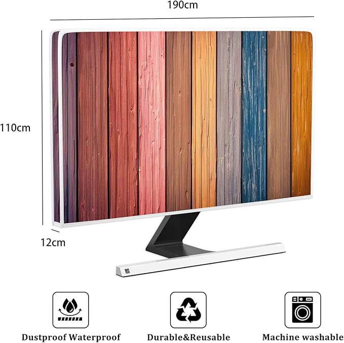 Waterproof Television Covers 80 Inch Anti-Static Dust-Proof TV Display Protectors Protective Sleeve Compatible with Screen TV Desktop TVs,Colorful Wooden Board Design
