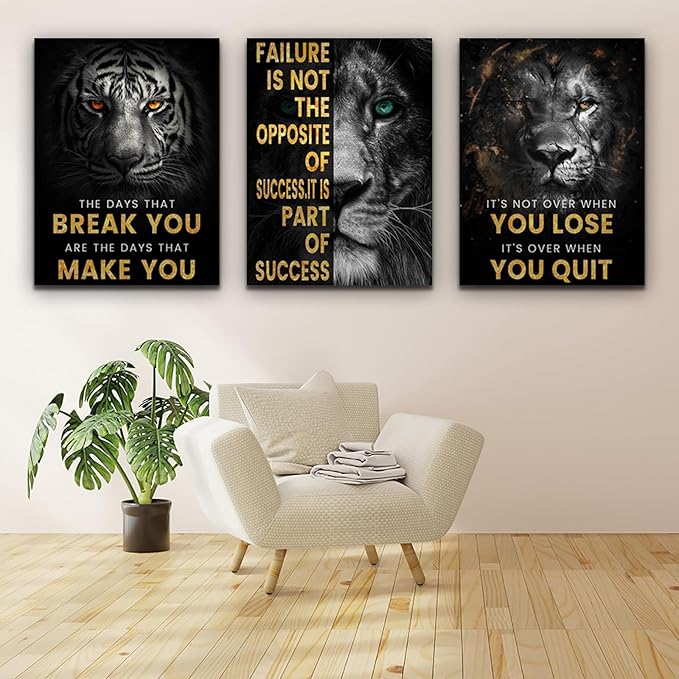 Motivational Office Wall Decor 3 Pieces Paintings Motivational PostersMotivational Wall Decor Prints Inspirational Canvas Wall Art Picture for Home Bedroom Living Room Decorations (60"Wx28"H)
