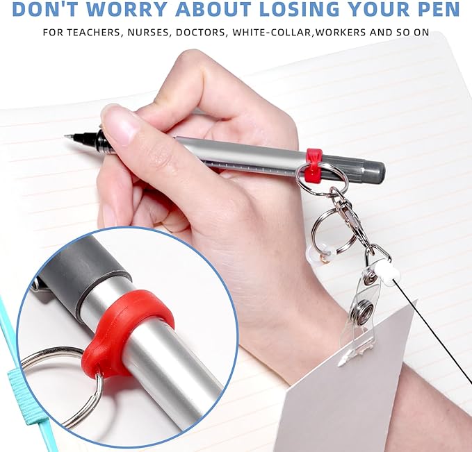 6 Pcs Pen Holders - Retractable Badge Reel, Pen Clip for Lanyard, Nurse ID Badge Holder, Office Hospital Accessories