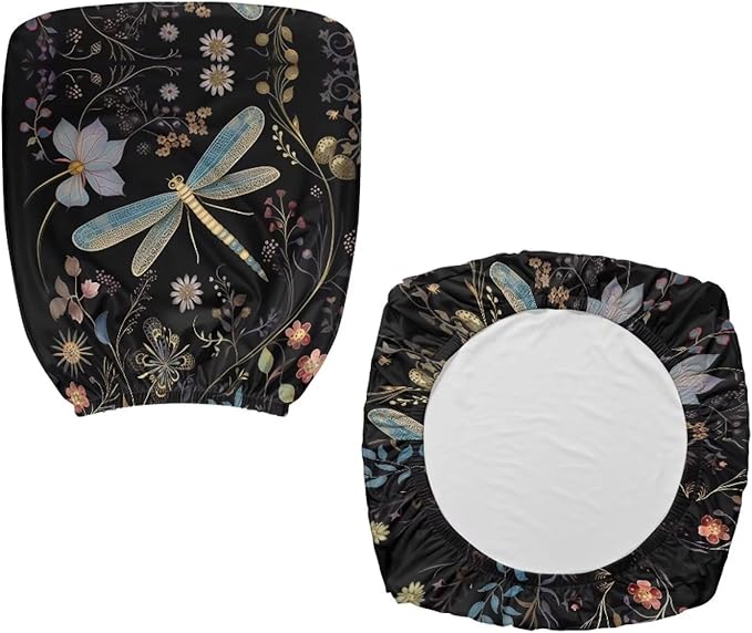 Dragonfly Flower Office Chair Covers Stretchable Computer Chair Seat Cover 2 Piece Desk Chair Slipcovers Protector Universal Fit Desk Rotating Chair,Computer Chair Office Decor