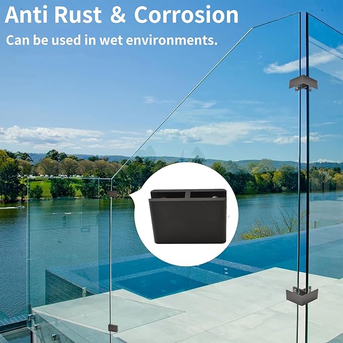 INCREWAY Glass Clamp, 4 Pack Adjustable Double Side Aluminum Alloy Glass Shelf Support Bracket, Glass Clip Clamp Holder for 5-8mm Thickness, 180 Degrees, Black
