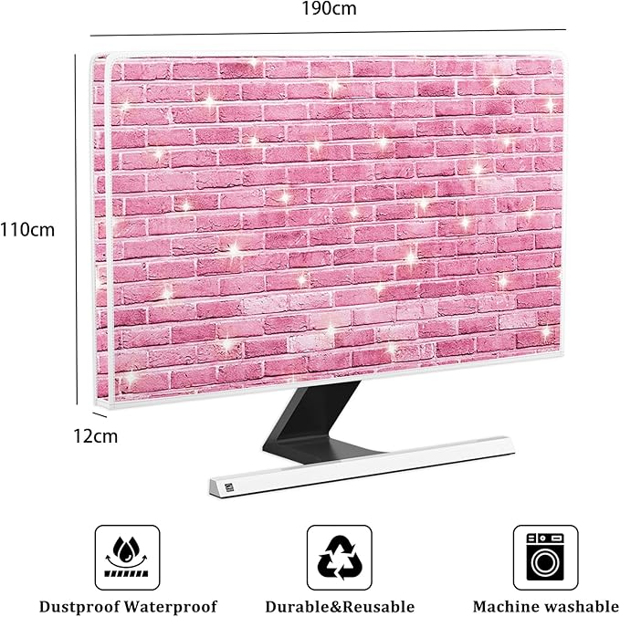Pink Brick Wall with Star Waterproof 80 Inch TV Dust Cover Anti-Static Dustproof Anti-Scratch Protective Television Covers for Desktop TVs Hanging TV LED LCD OLED Protector