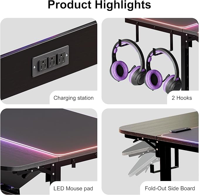 ZIFTY Large PC Tower Stand 31.5"L × 23.7"W, Adjustable Computer Stand CPU Holder Cart with Charging Station, Multi-Functional Folding Side Table for ATX Case Printer, Rolling Wheels for Home, Office